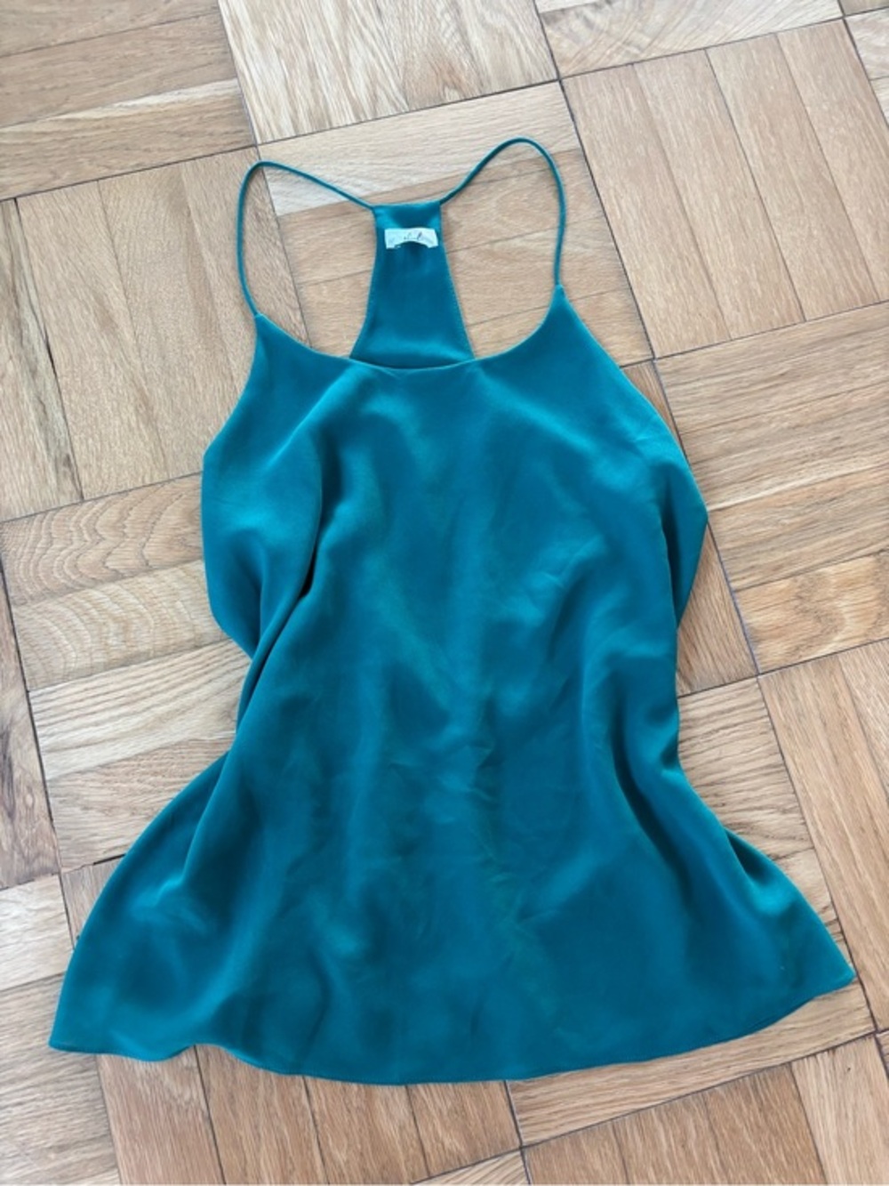 Silk-Blend Teal Racerback Cami Top